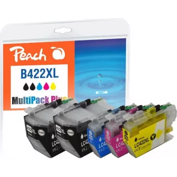 Peach Kompatible Tintenpatrone Brother LC-422XL MultiPack Plus 4er-Pack (Schwarz, Cyan, Magenta, Gelb)