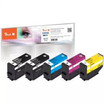 Peach PI200-773 Kompatible 5er-Pack Tintenpatronen für Epson Expression Premium XP-6000/XP-6005/XP-6100/XP-6105 (Schwarz, Fot Schwarz, Cyan, Magenta, Gelb) - Hohe Ergiebigkeit, ersetzt Epson 202XL