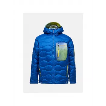 PEAK PERFORMANCE Herren M Helium Aop Utility Down Hood Jacket Blue Shadow - M