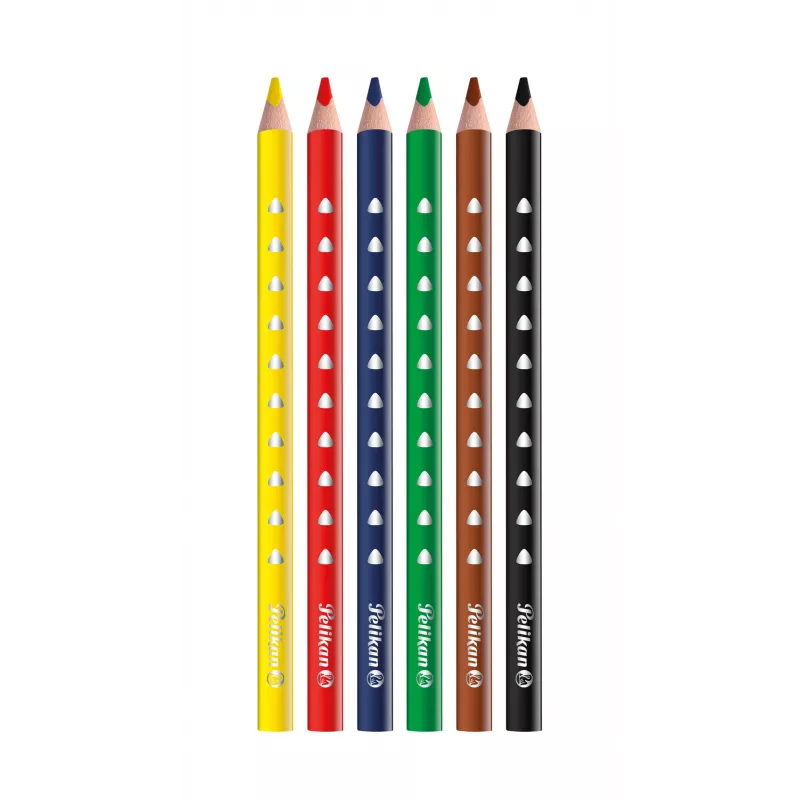 Pelikan 700610 Buntstifte 6er-Set (Schwarz, Braun, Grün, Rot, Violett, Gelb)