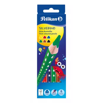 Pelikan 700610 Buntstifte 6er-Set (Schwarz, Braun, Grün, Rot, Violett, Gelb)