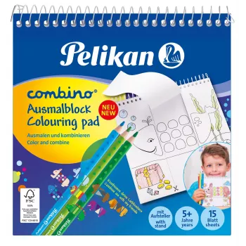 Pelikan 811231 Malbuch-Set, 15 Seiten, Jungen/Mädchen, Buntstifte enthalten, Bilderset zum Ausmalen