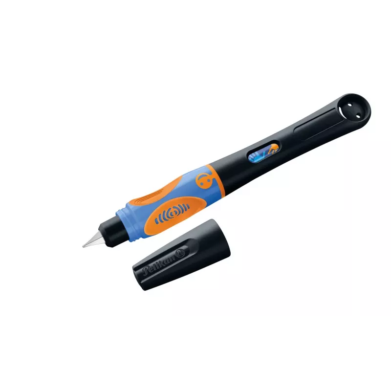 Pelikan griffix® Füllfederhalter für Linkshänder - Neon Schwarz - Blaue Tinte - Patronensystem - Kunststoffgehäuse - Edelstahlfeder - Linkshänder (820356)