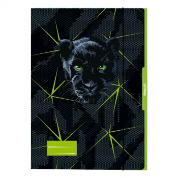 Pelikan Panther Zeichenmappe DIN A3, stabiler Karton, UV-Hochglanz, Schwarz mit Panther-Grafik, 1 Stück 300004010