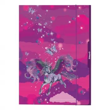 Pelikan Unicorn Zeichenmappe DIN A3, stabiler Karton mit Glitzereffekt, 1 Stück