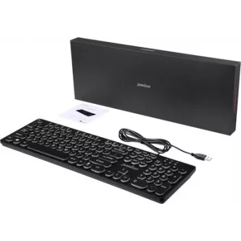 Perixx PERIBOARD-317 R DE B kabelgebundene USB-Tastatur, deutsches QWERTZ-Layout, weiße LED-Hintergrundbeleuchtung, Schwarz 12011
