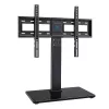 PERLESMITH PSTVS13 Freistehender TV-Ständer mit Halterung für 37-75 Zoll Fernseher, Schwarz, 45 kg Tragfähigkeit, VESA 100x100 bis 600x400, höhenverstellbar, Schwenk ±35°, gehärtete Glasbasis