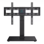 PERLESMITH PSTVS13 Freistehender TV-Ständer mit Halterung für 37-75 Zoll Fernseher, Schwarz, 45 kg Tragfähigkeit, VESA 100x100 bis 600x400, höhenverstellbar, Schwenk ±35°, gehärtete Glasbasis