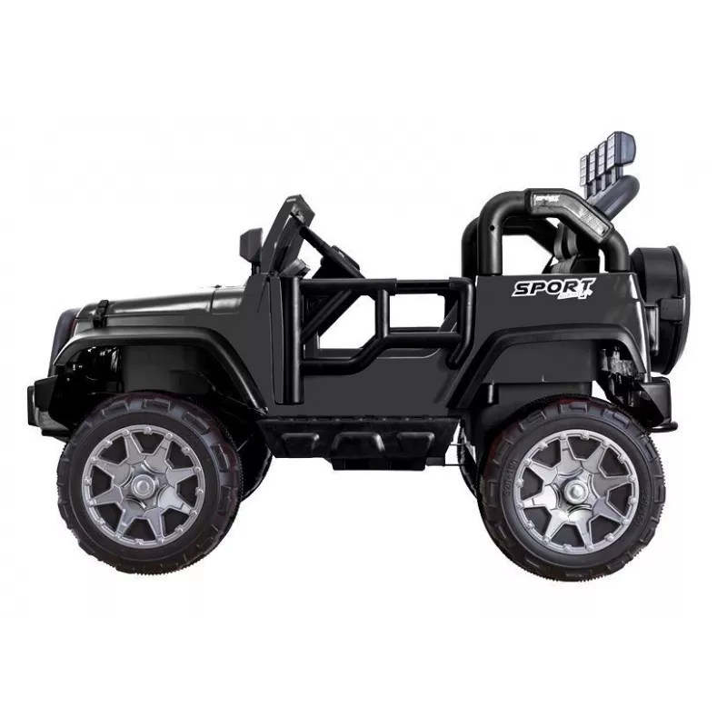 PETMEX Batteriebetriebener Jeep HP012 für Kinder mit LED-Leuchten und MP3, Schwarz