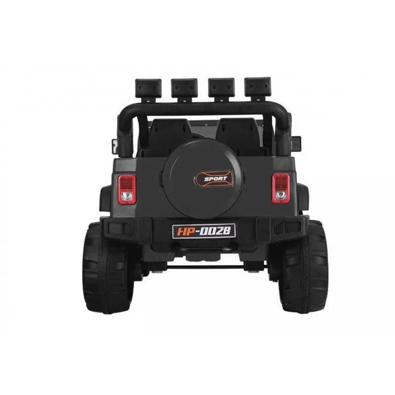 PETMEX Batteriebetriebener Jeep HP012 für Kinder mit LED-Leuchten und MP3, Schwarz