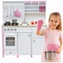 PETMEX Paula Holzspielküche für Kinder Pink Weiß mit Öffnungselementen