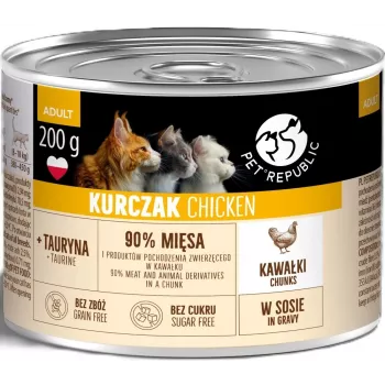 PETREPUBLIC Adult Hühnchenstücke in Soße Nassfutter für Katzen – 10 x 200g