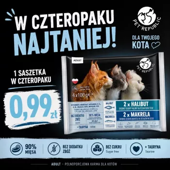 PETREPUBLIC Adult Heilbutt und Makrele Nassfutter für Katzen – 4x100g Beutel