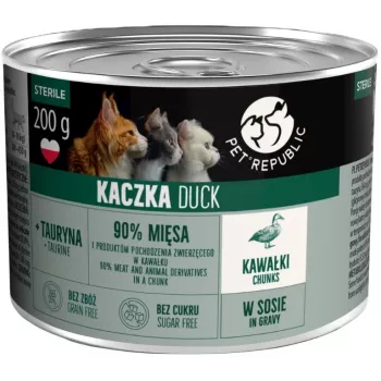 PETREPUBLIC Adult Sterile Chunks with Duck in Sauce – Nassfutter für Katzen – 10x200g