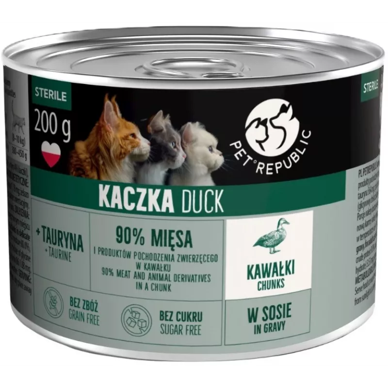 PETREPUBLIC Adult Sterile Chunks with Duck in Sauce – Nassfutter für Katzen – 10x200g