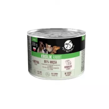 PETREPUBLIC Stücke mit Kaninchen in Soße Nassfutter für Hunde – 10 x 200g