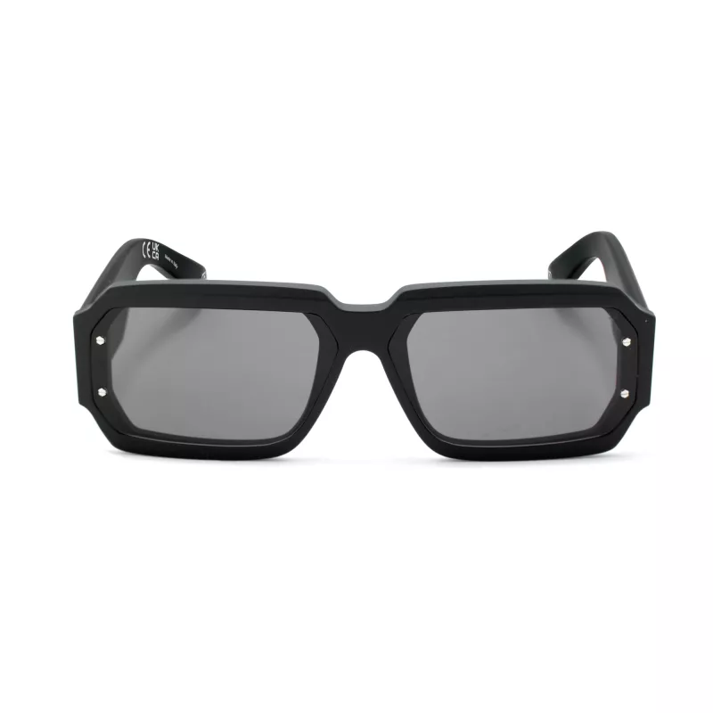 PHILIPP PLEIN MAN SPP150-670703 Sonnenbrille Rechteckig Schwarzer Rahmen Graue Gläser 67/11/145 mm