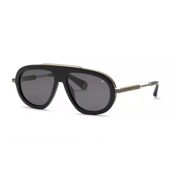 PHILIPP PLEIN MAN SPP151M570700 Sonnenbrille Schwarz Acetat Graues Glas 57mm