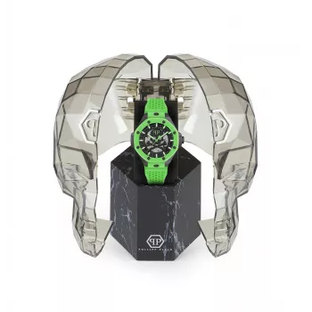 Philipp Plein Herren Automatikuhr PWPFA0624 46mm Edelstahl Schwarz Silikon