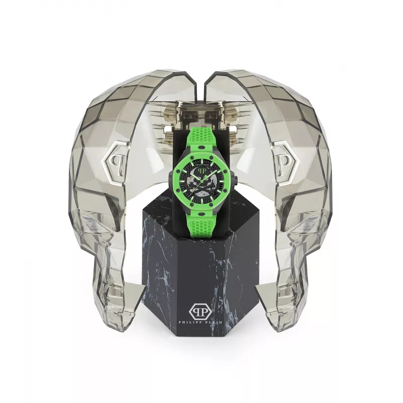 Philipp Plein Herren Automatikuhr PWPFA0624 46mm Edelstahl Schwarz Silikon