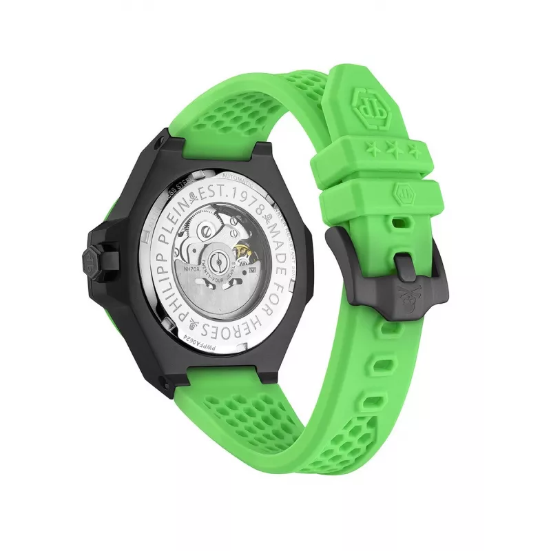 Philipp Plein Herren Automatikuhr PWPFA0624 46mm Edelstahl Schwarz Silikon