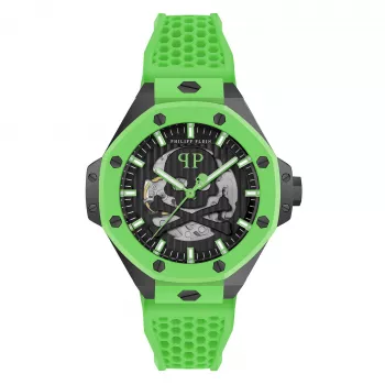 Philipp Plein Herren Automatikuhr PWPFA0624 46mm Edelstahl Schwarz Silikon