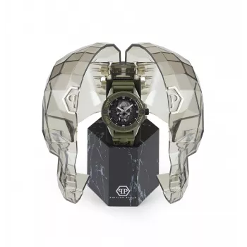 Philipp Plein Herren Automatische Skelettuhr PWUBA0423 44mm Schwarzes Silikon