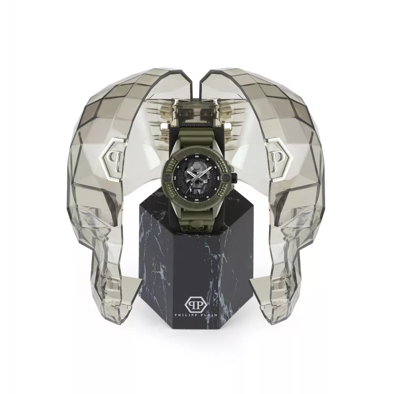 Philipp Plein Herren Automatische Skelettuhr PWUBA0423 44mm Schwarzes Silikon