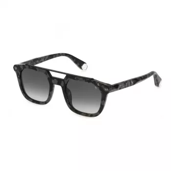 Philipp Plein Herren-Sonnenbrille SPP001M510721 - Schwarzer Acetatrahmen, graue Gläser, 51 mm
