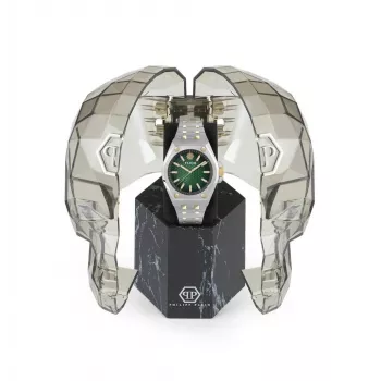 Philipp Plein Herrenuhr PWPMA0224 43mm schwarzes Zifferblatt Silikonarmband