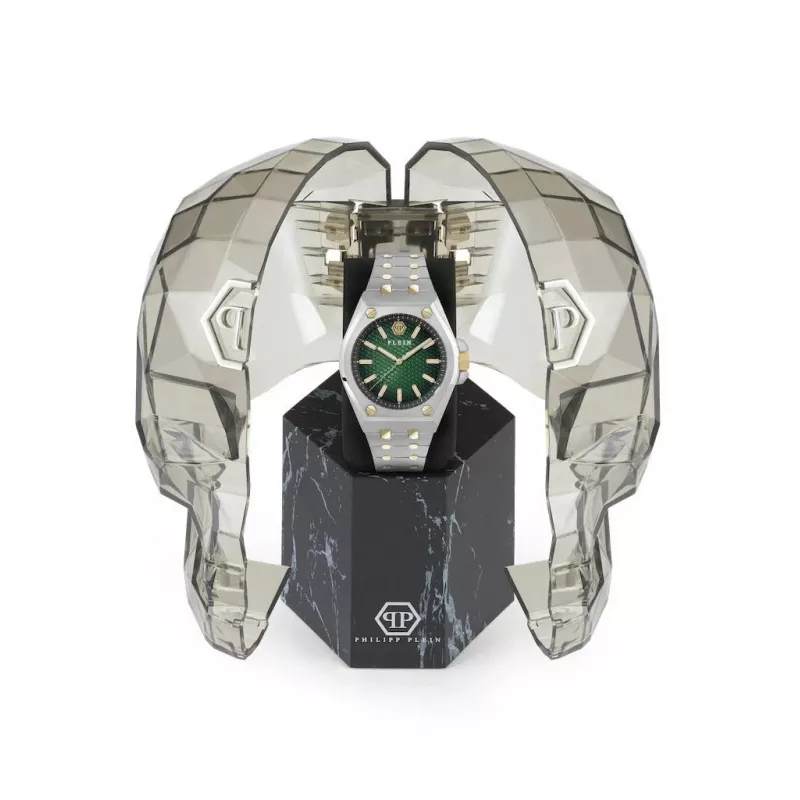 Philipp Plein Herrenuhr PWPMA0224 43mm schwarzes Zifferblatt Silikonarmband