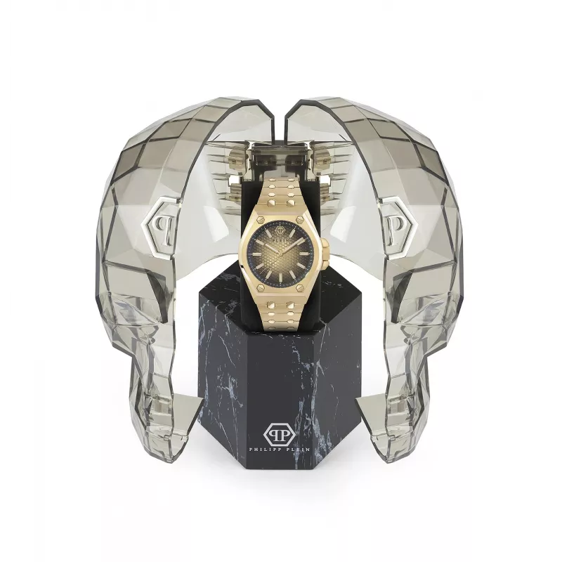 Philipp Plein Herrenuhr PWPMA0324 43mm schwarzes Skelettzifferblatt Silikonarmband