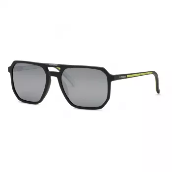 Philipp Plein Sport Herren-Sonnenbrille SSP032-58C02X Schwarzer Acetatrahmen Graue Gläser 58/19/145 mm