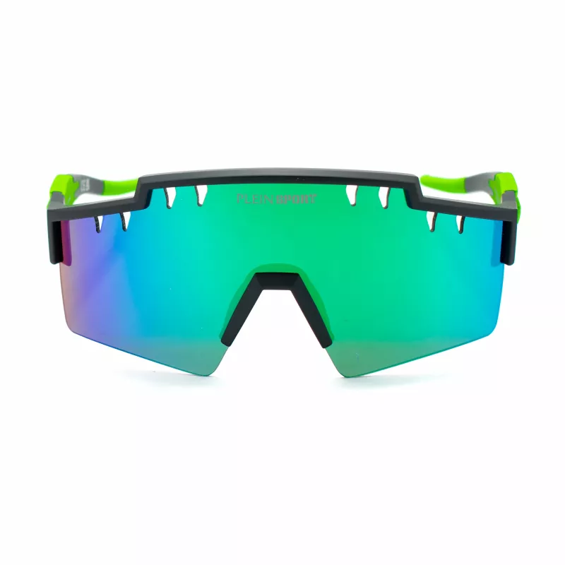 PHILIPP PLEIN SPORT SSP001-99U28V Herren-Sonnenbrille - Schwarzer Rahmen, graue Gläser, Schildform