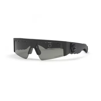 PHILIPP PLEIN SPORT SSP006V710U28 Herren-Rechteck-Sonnenbrille - Schwarzer Rahmen, rauchgraue Gläser - 71/12/130 mm