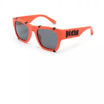 Philipp Plein SPP042W54V47F Herren Rechteckige Sonnenbrille Schwarz/Grau 54/23/145 mm