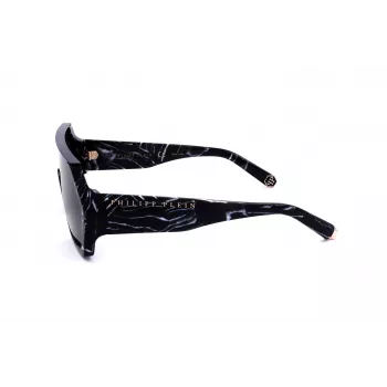 Philipp Plein SPP047-0Z21 Herren-Sonnenbrille Schwarzer Rahmen Graue Gläser 99mm