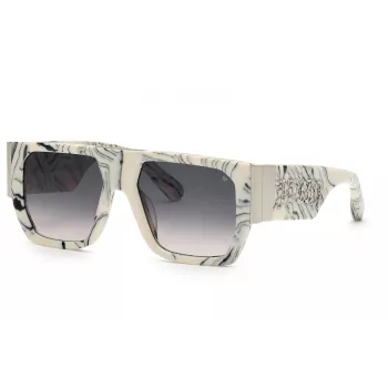 PHILIPP PLEIN SPP094M5409YL Herren-Sonnenbrille - Acetatrahmen, graue Gläser, 54/18/145 mm