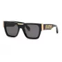 PHILIPP PLEIN SPP095M520700 Herren-Sonnenbrille, eckig, schwarzer Acetatrahmen, graue Gläser, UV400, 52/21/145 mm