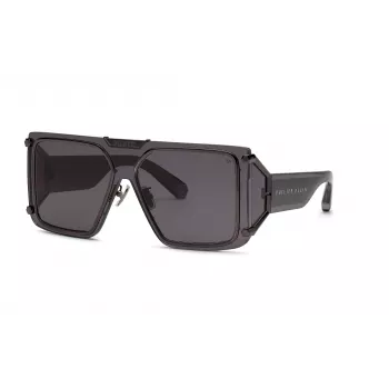 Philipp Plein SPP096M990I86 Herren-Sonnenbrille Pilot Aviator Metall Schwarz Grau Verlauf UV400 99mm