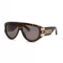 Philipp Plein SPP127V600722 Herren-Sonnenbrille, glänzend schwarzer Rahmen, rauchfarbene Gläser, 60/13/145 mm