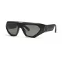 PHILIPP PLEIN SPP153-580U28 Herren-Rechteck-Sonnenbrille, glänzender schwarzer Acetatrahmen, rauchgraue Polycarbonatgläser, 58 mm