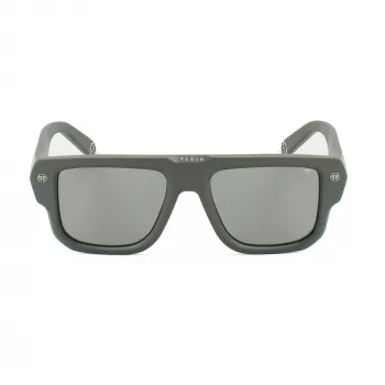 Philipp Plein SPP179-550Z29 Herren-Sonnenbrille, schwarzer Acetatrahmen, graue Polycarbonatgläser, 55/18/145 mm