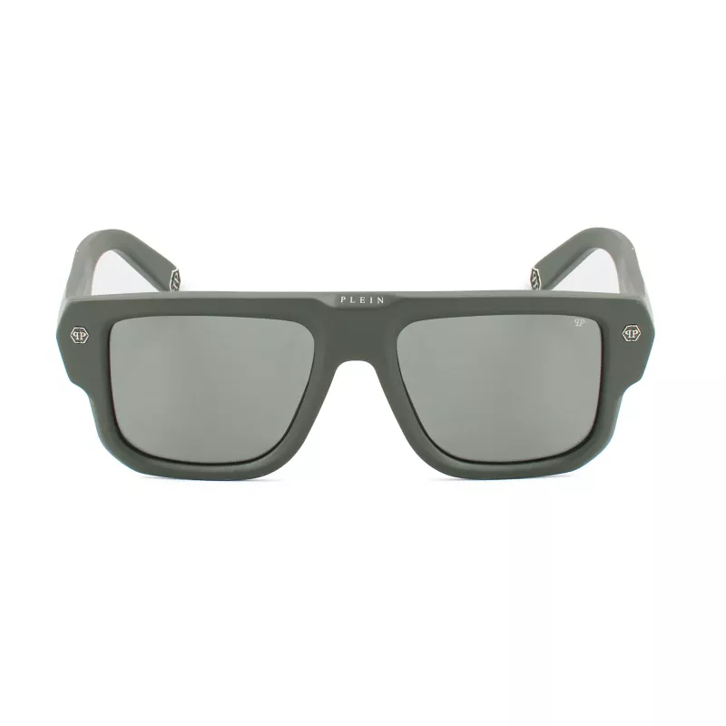 Philipp Plein SPP179-550Z29 Herren-Sonnenbrille, schwarzer Acetatrahmen, graue Polycarbonatgläser, 55/18/145 mm