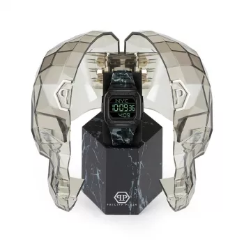 Philipp Plein The $kull Herren-Quarzuhr 44mm Edelstahl Schwarz Silikon PWHAA1822
