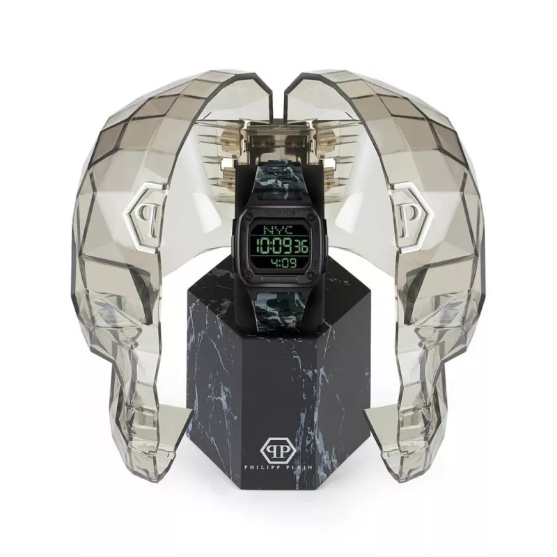 Philipp Plein The $kull Herren-Quarzuhr 44mm Edelstahl Schwarz Silikon PWHAA1822