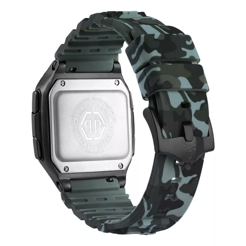 Philipp Plein The $kull Herren-Quarzuhr 44mm Edelstahl Schwarz Silikon PWHAA1822