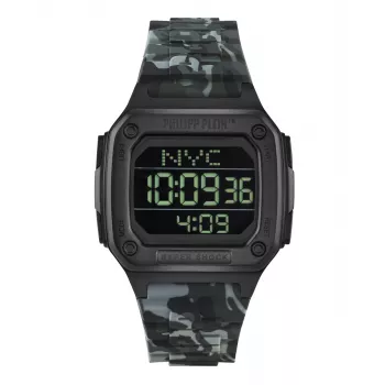 Philipp Plein The $kull Herren-Quarzuhr 44mm Edelstahl Schwarz Silikon PWHAA1822