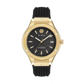 Philipp Plein The $kull Herren Quarzuhr 44mm Edelstahlgehäuse Schwarzes Silikonarmband PWUFA0225