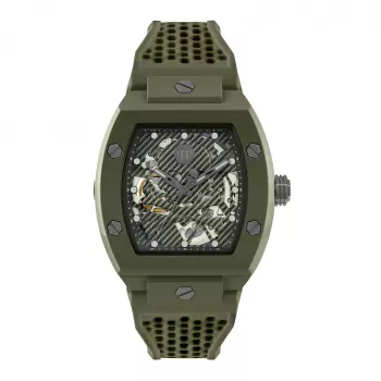 Philipp Plein The $kull Herrenuhr PWVBA0223 44mm Edelstahl Quarz Schwarzes Zifferblatt Silikonarmband